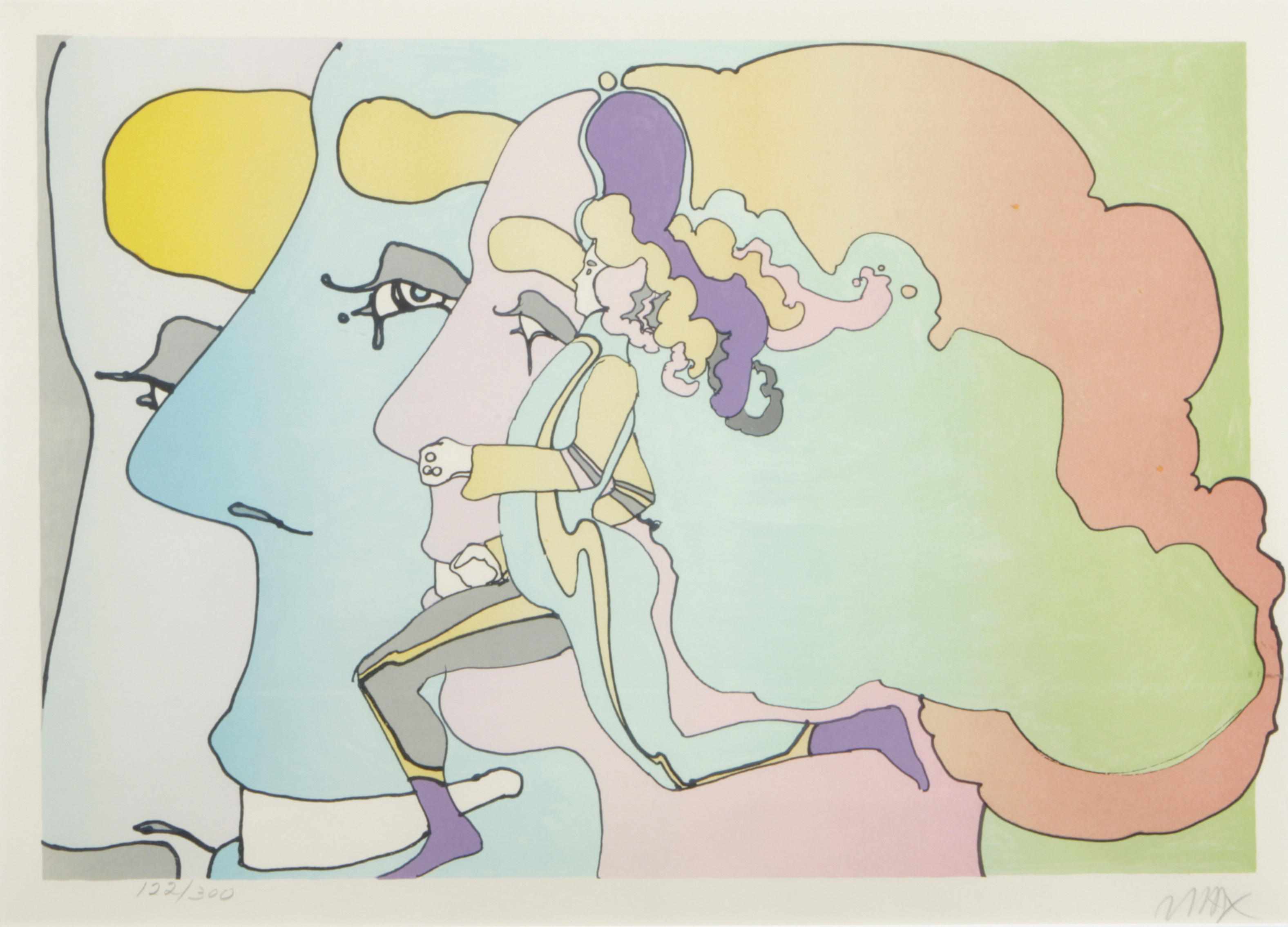 Appraisal: Peter Max German American born Three Lords and a Runner