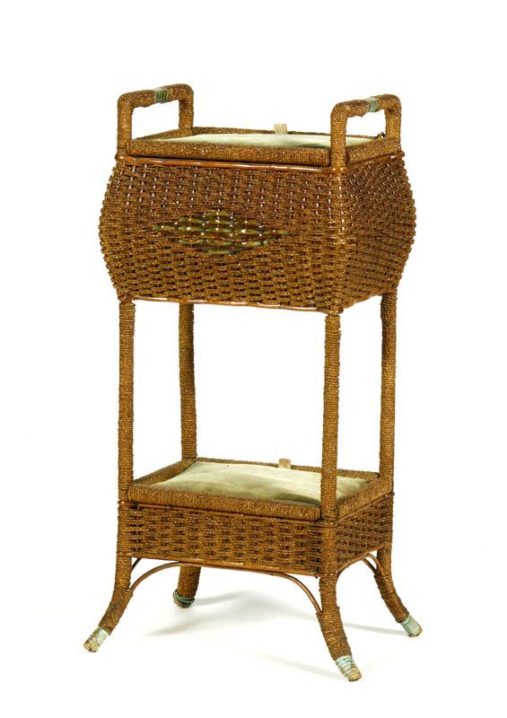 Appraisal: - Antique Sewing Stand Antique sewing stand wicker h x