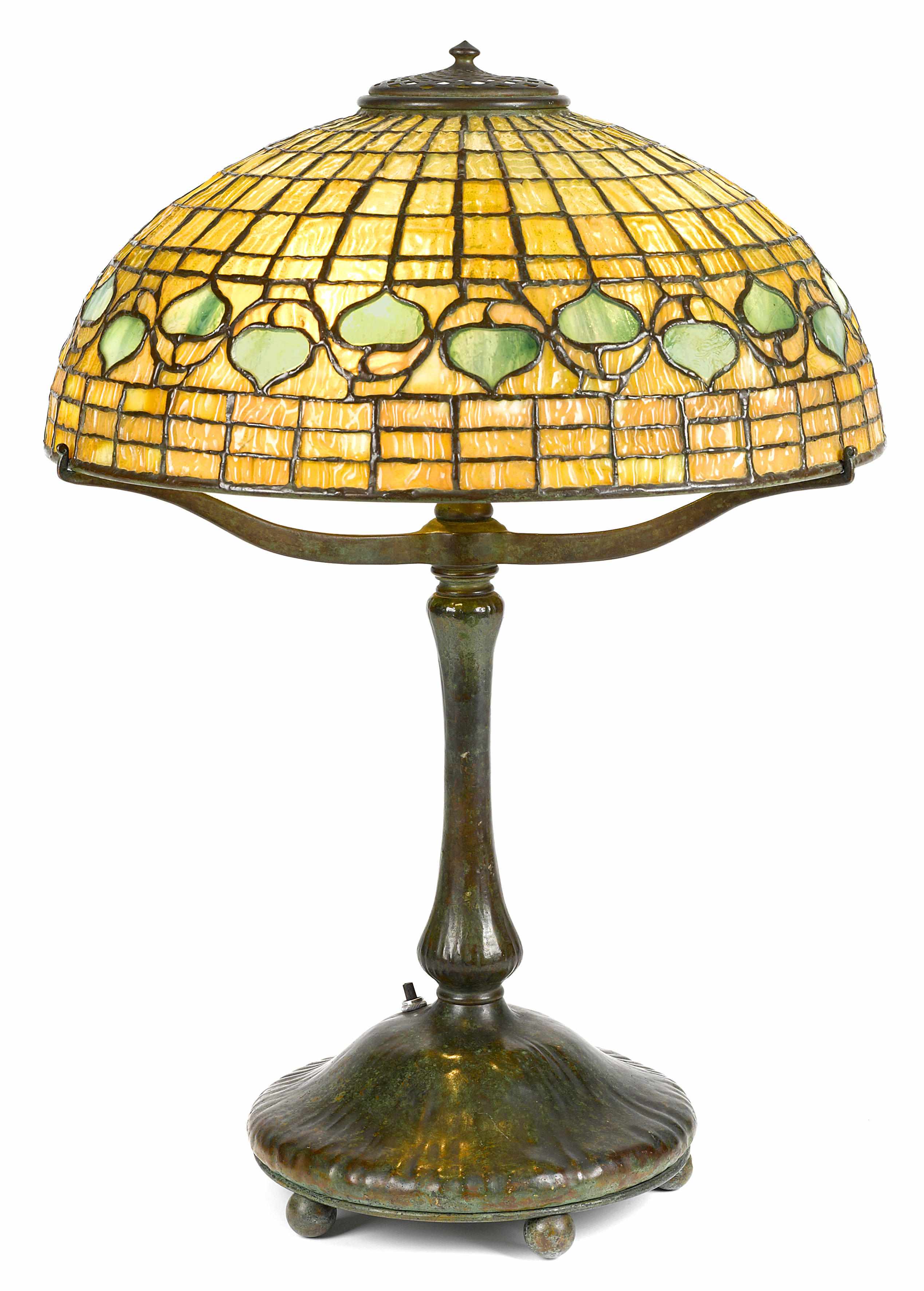 Appraisal: A Tiffany Studios Favrile glass and patinated bronze Acorn table