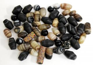 Appraisal: Assorted Glass Stone Trade Beads Approximately beads varying patterns including