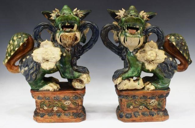 Appraisal: lot of Chinese polychrome glazed ceramic foo lions one with