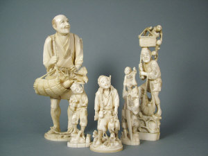 Appraisal: A late th early th century Japanese ivory okimono of