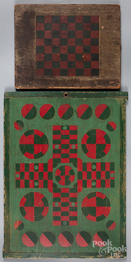 Appraisal: Two painted gameboards late th early th c Two painted