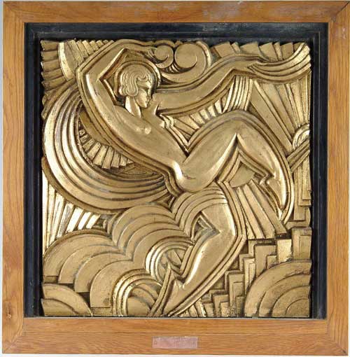 Appraisal: JOSE PICO MITJANS - JOSEPHINE BAKER Gilt plaster relief tile