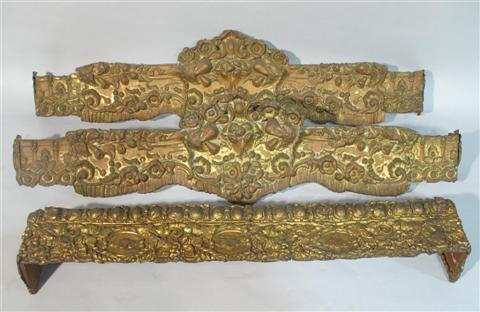 Appraisal: PAIR OF GILT METAL PELMETS - TOGETHER WITH THIRD Provenance