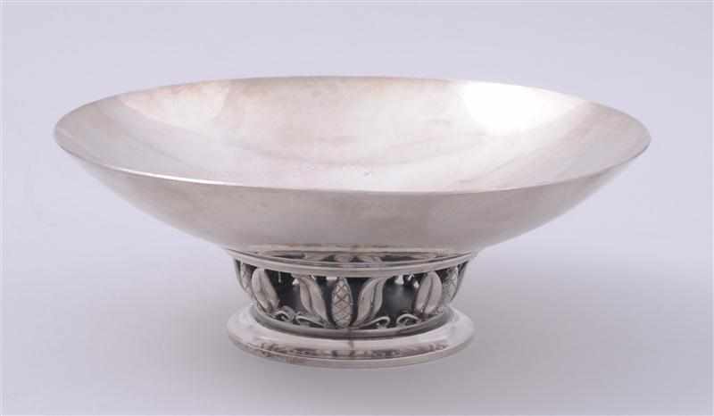 Appraisal: GEORG JENSEN SILVER TAZZA Impressed ''Dessin '' the shallow bowl