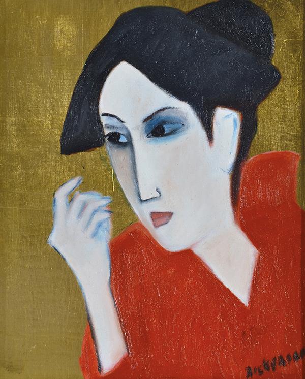 Appraisal: ROBERT DICKERSON BORN Geisha in Red oil and gold leaf