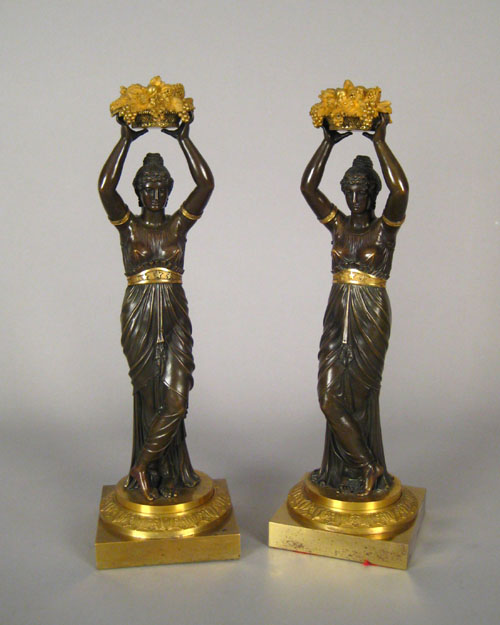 Appraisal: Pair of French gilt and patinated bronze figures late th