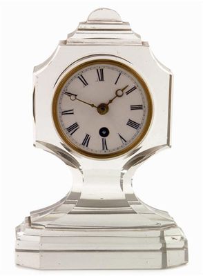 Appraisal: A cut glass small mantle clock with an enamel dial