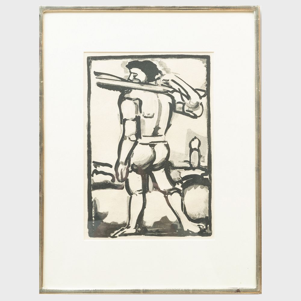 Appraisal: Georges Rouault - L'homme debout Aquatint with roulette on heavy