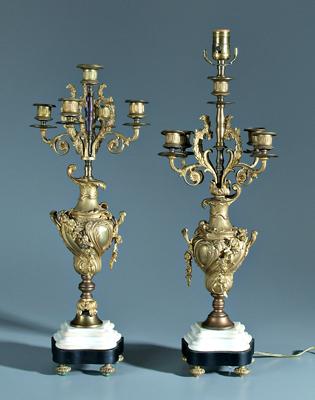 Appraisal: Two bronze dor candelabra both with four arms above floral