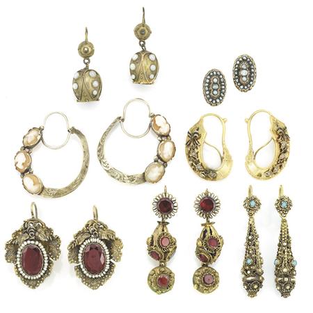 Appraisal: Seven Pairs of Antique Earrings Estimate -