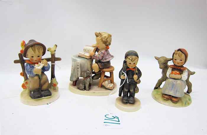 Appraisal: FOUR GERMAN HUMMEL PORCELAIN FIGURINES TM- - ''She Loves Me