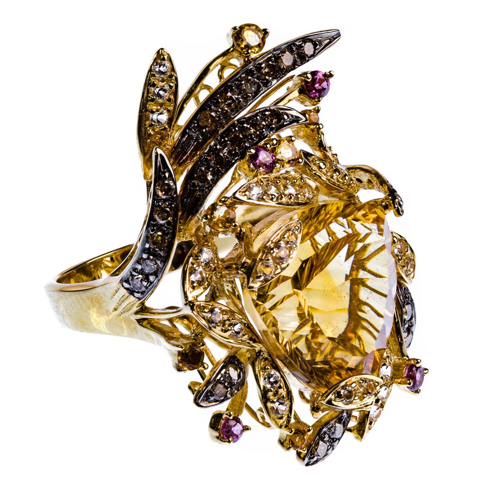 Appraisal: LEVIAN K YELLOW GOLD AND SEMI-PRECIOUS GEMSTONE RINGStatement ring having