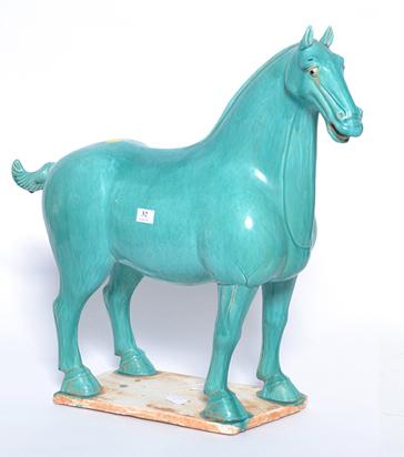 Appraisal: TURQUOISE GLAZED TERRACOTTA TANG STYLE HORSE cm high TURQUOISE GLAZED