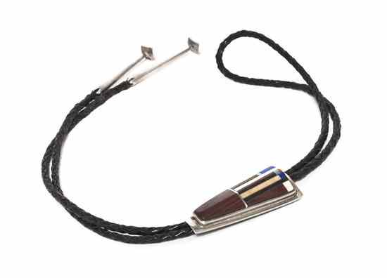 Appraisal: A Hopi Sterling Silver Bolo Tie Charles Loloma inlaid with