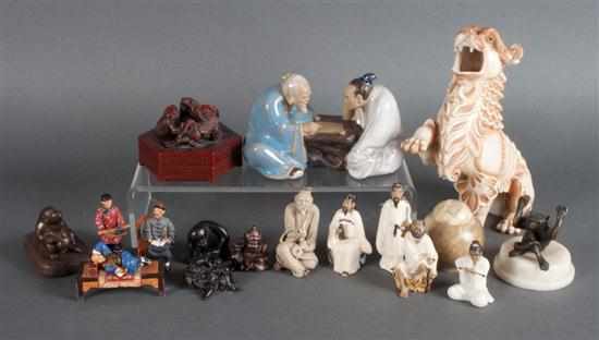 Appraisal: Assorted Japanese mud men painted lead opium den and assorted