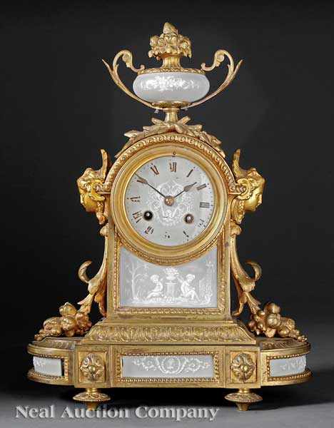 Appraisal: A French P te-sur-P te and Ormolu-Mounted Mantel Clock c