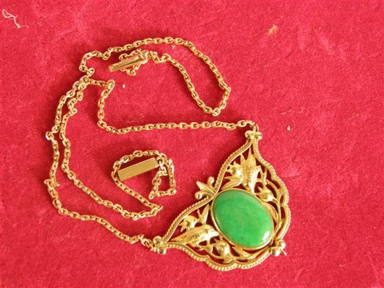 Appraisal: ct gold mounted jade pendant necklace