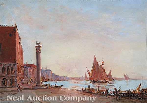 Appraisal: K Sartorelli Italian th c Coastal Scene Venice oil on