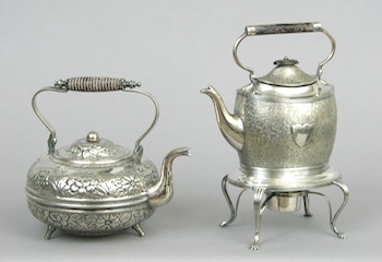 Appraisal: Two Fancy Silver Plate Hot Water Pots Two fancy silver