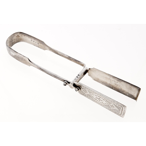 Appraisal: A pair of Victorian silver serving tongs Fiddle pattern engraved