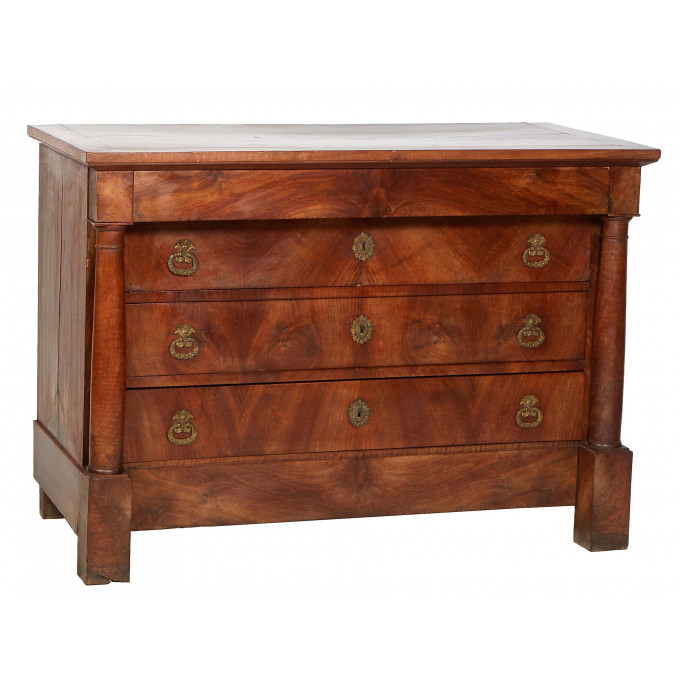 Appraisal: French Empire Carved Walnut Commode th c the rectangular top