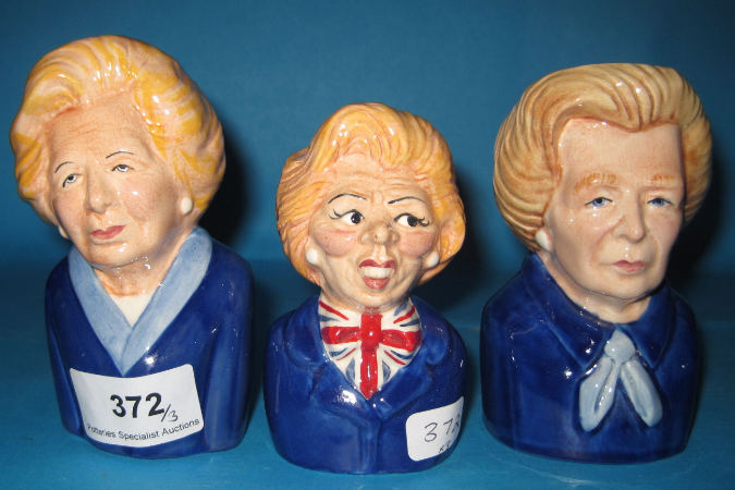 Appraisal: Two Bairstow Manor Margaret Thatcher Toby Jugs and a Margaret