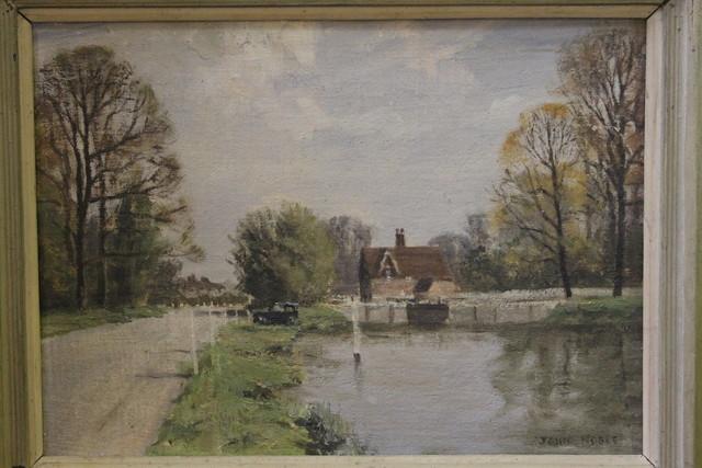 Appraisal: John Noble th Century English river in summer signed oils