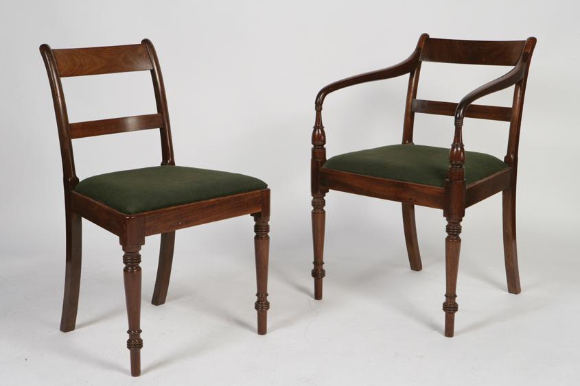 Appraisal: A SET OF SEVEN REGENCY MAHOGANY BAR BACK DINING CHAIRS