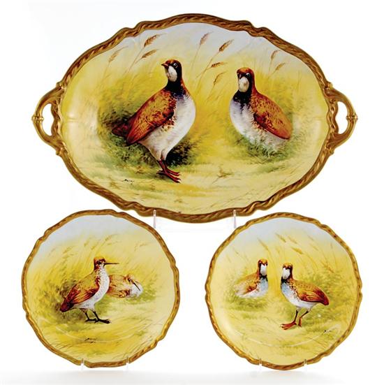 Appraisal: Limoges porcelain game service circa decorated with scene of partridge