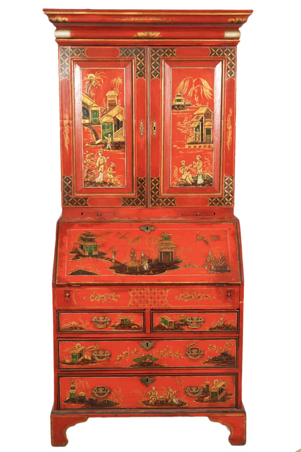 Appraisal: TH CT ENGLISH CHINOISERIE SECRETARY th C English Chinoiserie Secretary