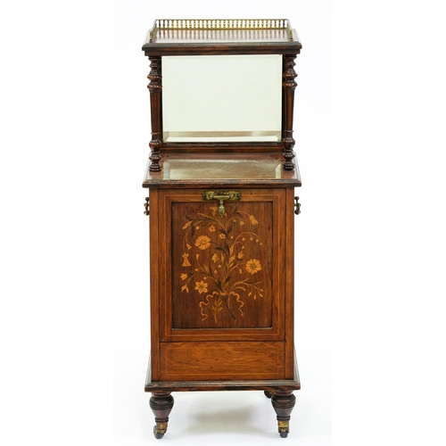 Appraisal: An Edwardian rosewood and floral marquetry purdonium the superstructure with