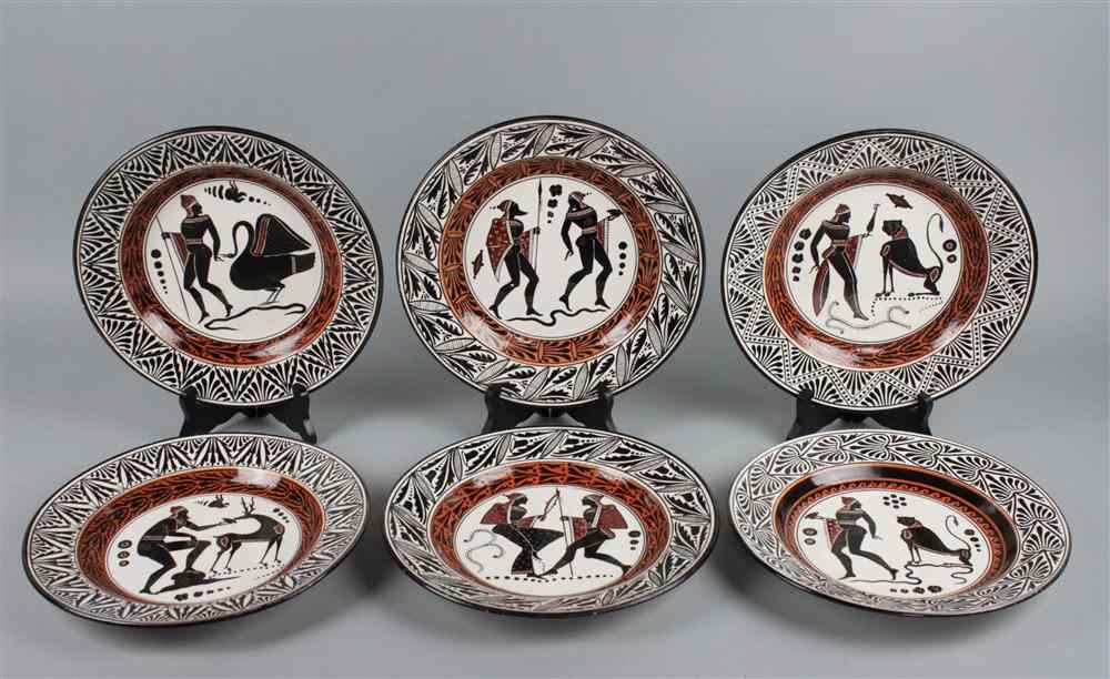 Appraisal: SIX ITALIAN CREAMWARE PLATES first half of th century impressed