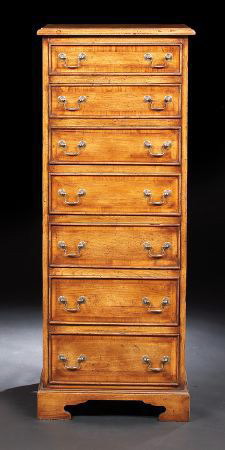 Appraisal: George III-Style Oak and Hardwood Semainier with a banded rectangular