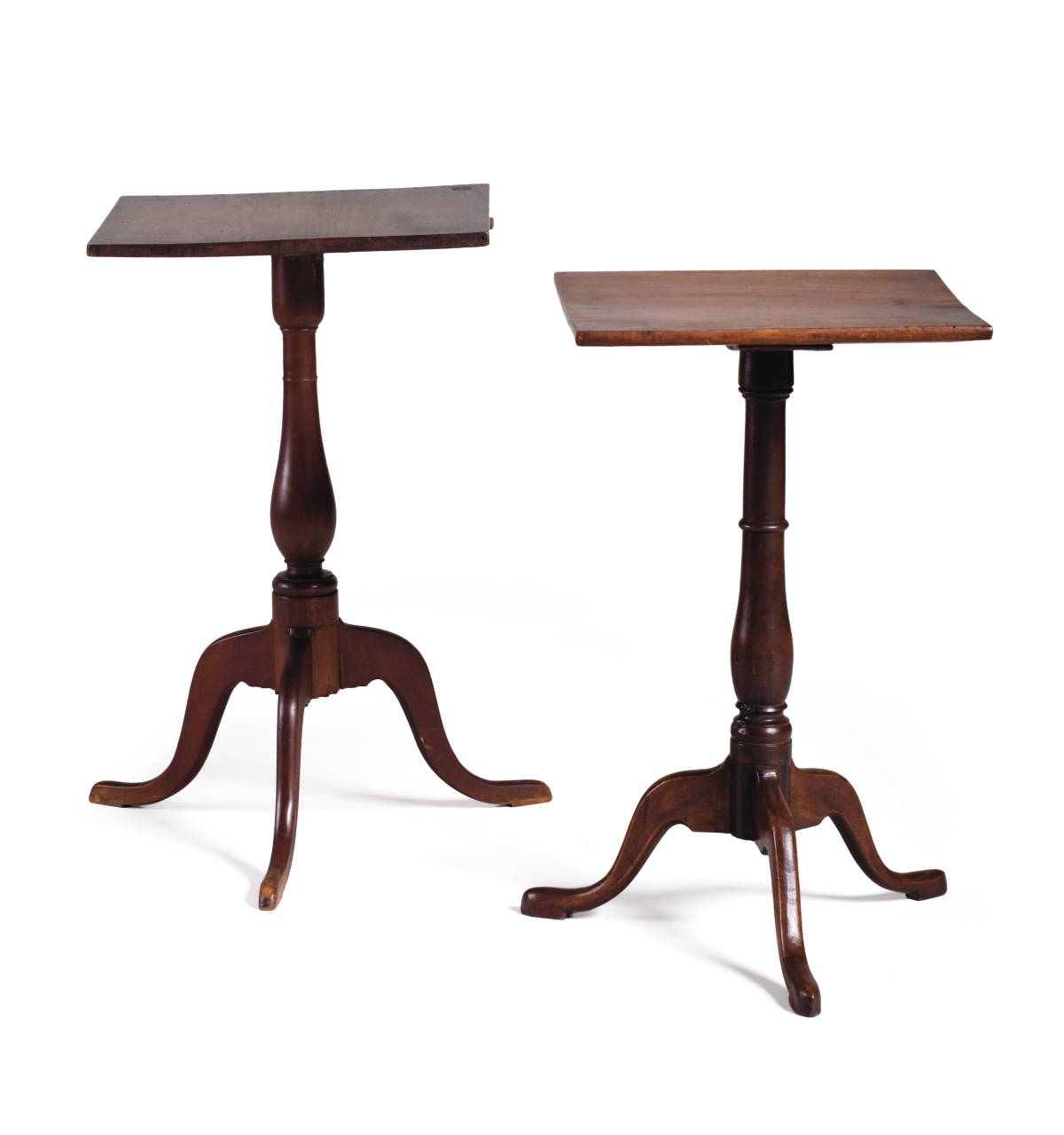 Appraisal: TWO NEW ENGLAND CHERRY CANDLESTANDS WITH TRIPOD BASES Height of