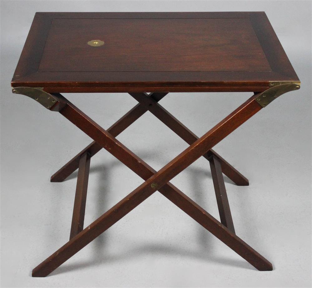 Appraisal: BRITISH COLONIAL STYLE MAHOGANY EXPANDABLE BUTLER'S COCKTAIL TRAY AND STAND