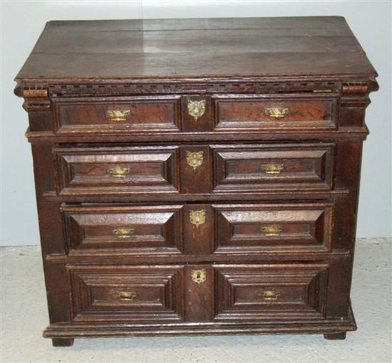 Appraisal: th Century oak chest of four long drawers h w