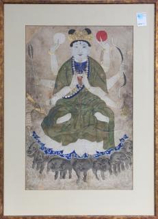 Appraisal: Painting of a Bodhisattva Anonymous Bodhisattva ink and color on