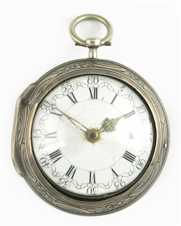 Appraisal: A repousse silver pair cased verge watch for the Dutch