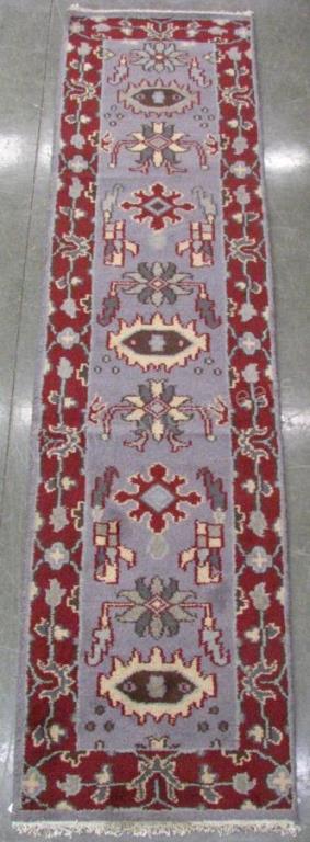 Appraisal: Handmade Oriental Runner Rug Mahal design lavender field with red