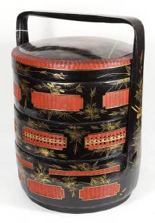 Appraisal: Chinese Three Tier Food Basket h Chinese three tiered food