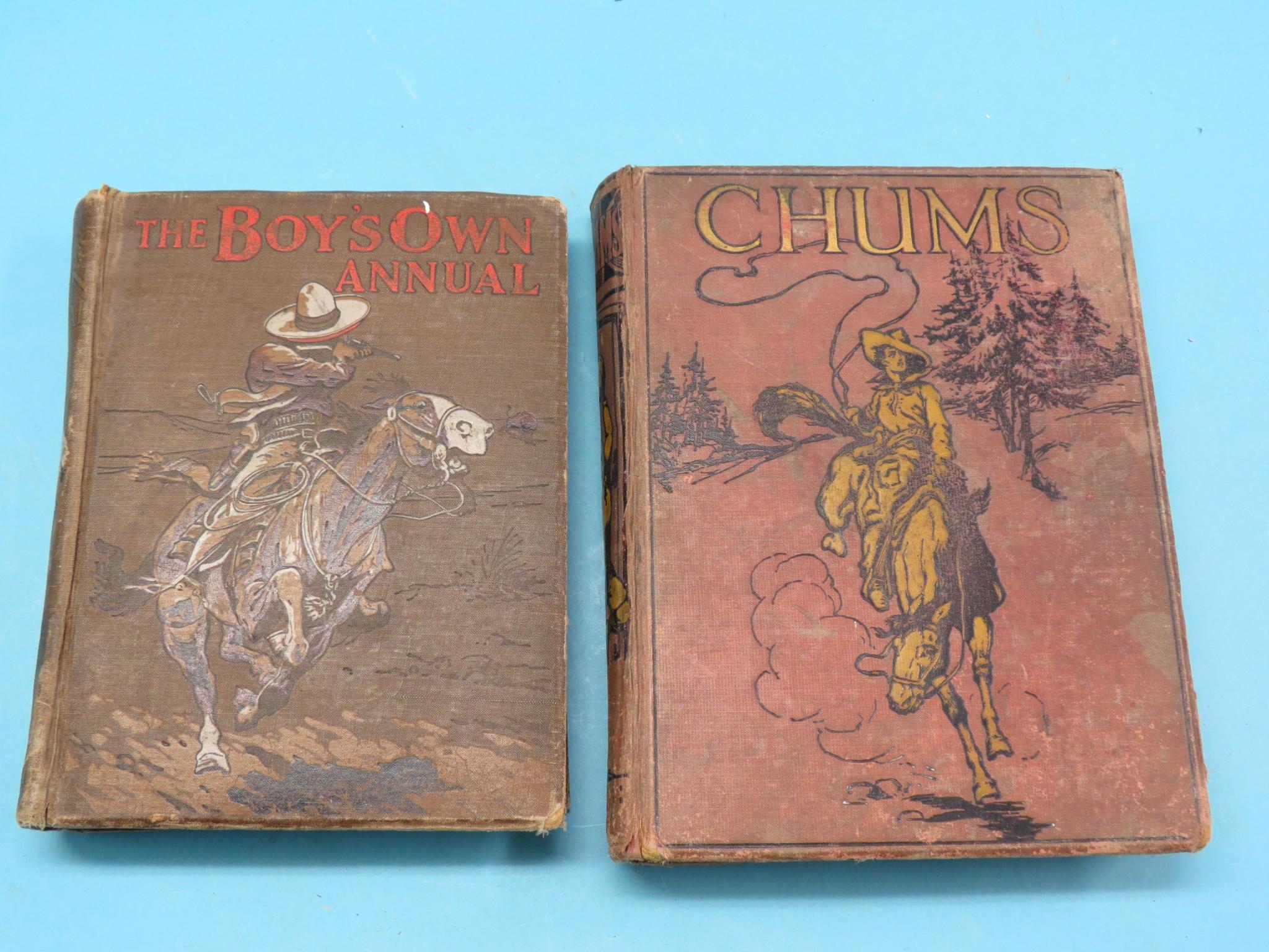 Appraisal: The Boy's Own Annual and another Chums coloured cloth bindings