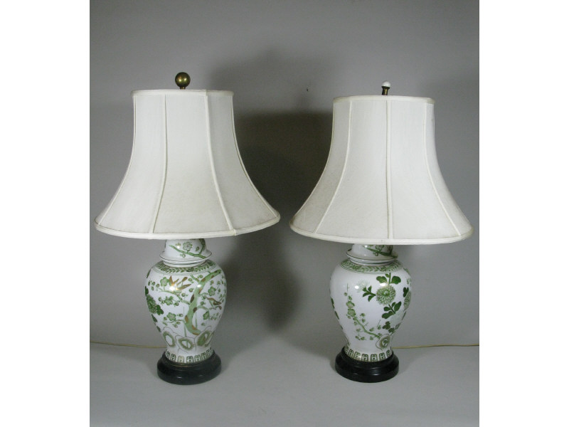 Appraisal: Pair of Oriental Porcelain Table Lamps converted ginger jars with