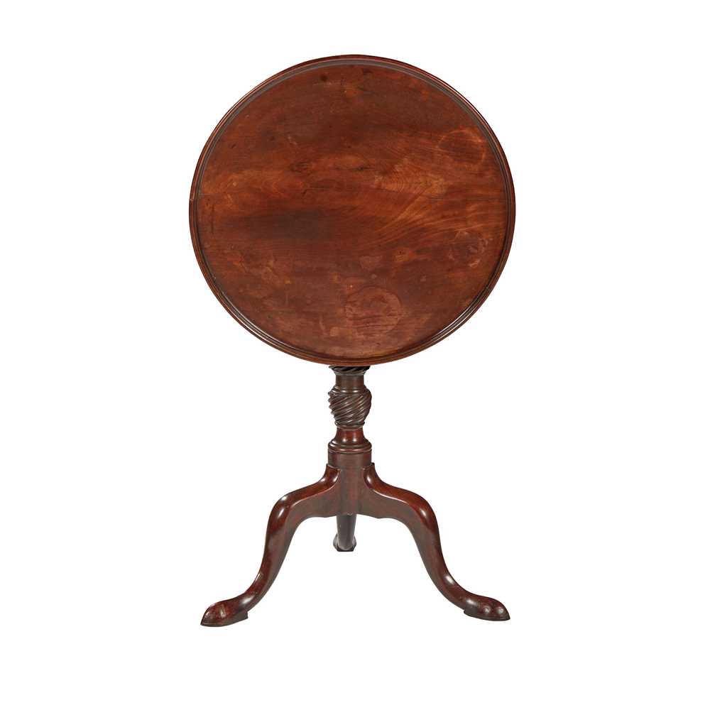 Appraisal: GEORGE III MAHOGANY TILT-TOP TABLE TH CENTURY the circular dished