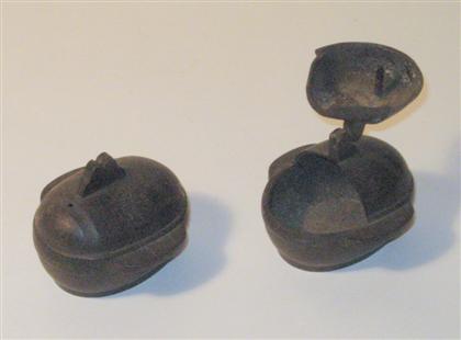 Appraisal: Pair of Chinese bronze 'ear cup' censers th century