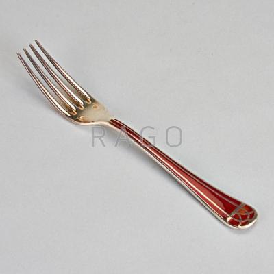 Appraisal: CHRISTOFLE FRANCE SILVER PLATE FORK Talisman Noire Pattern marked Christofle