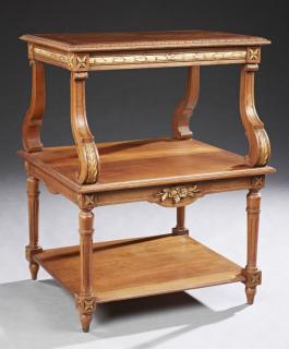 Appraisal: French Louis XVI Style Carved Walnut Double Sided Etagere Table