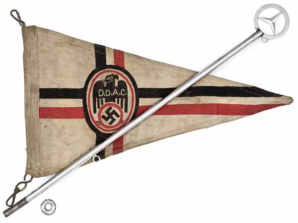 Appraisal: German WWII DDAC Pennant and Mercedes-Benz Pennant Rod The banner