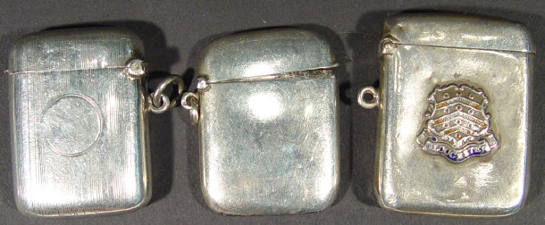 Appraisal: Three silver Vesta cases one with enamelled Gloucester crest one